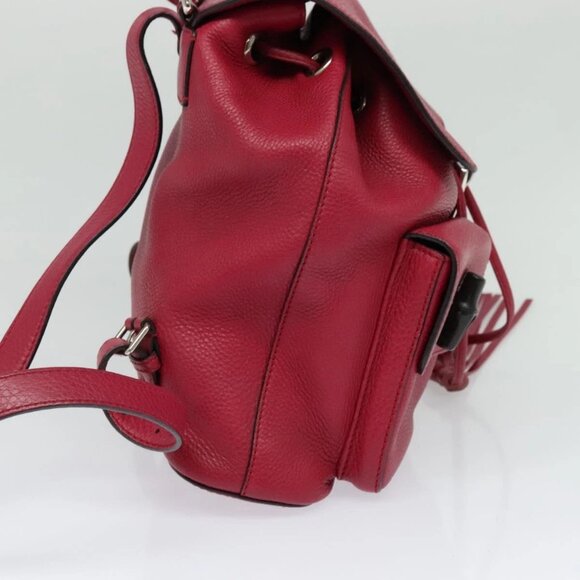GUCCI Bamboo Backpack Leather Outlet Pink main image 11